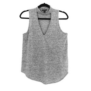 Express Heather gray V-Neck cutout top